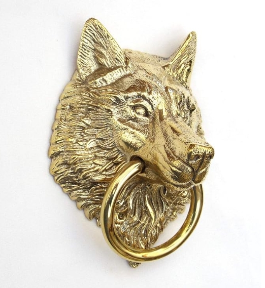 Featured image for “Solid Brass Wolf Door Knocker”